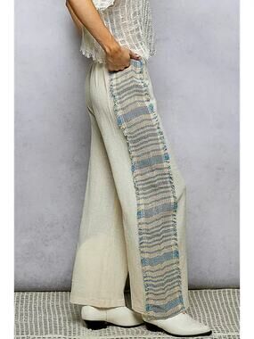 POL Dart Point Side Stripe Contrast Straight Pants